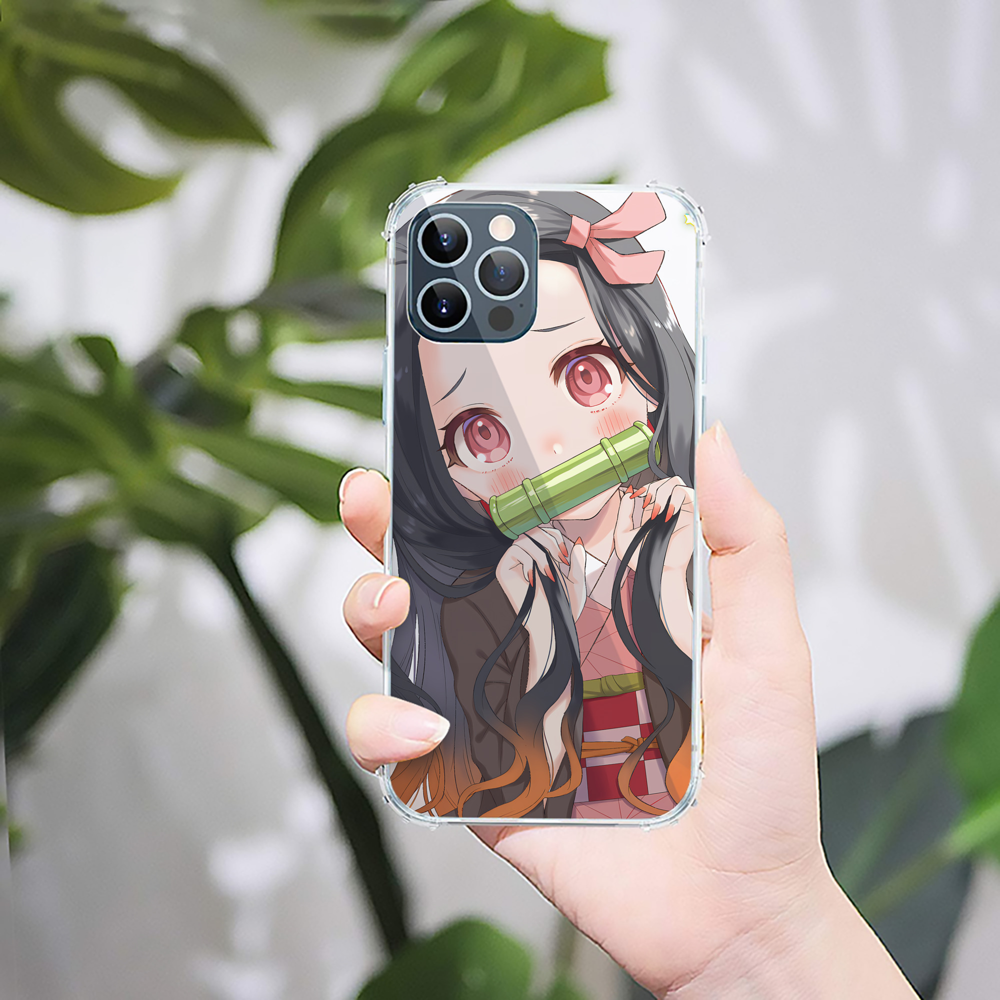 （画像用） 鬼滅の刃（きめつのやいば）竈門 禰󠄀豆子／かまど ねずこ Kamado Nezuko 【iPhone 12シリーズ対応】透明スマホケース（クリアソフトケース）